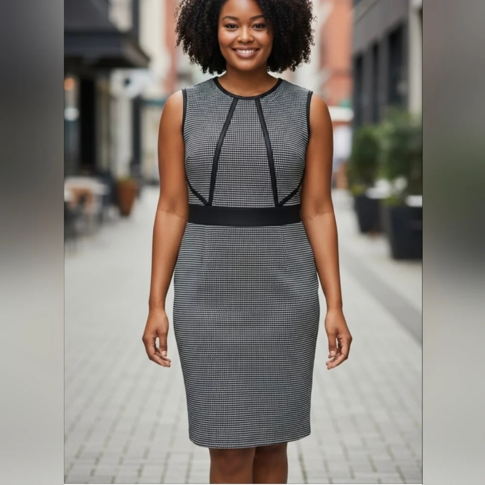 TAHARI Elegant Gray And Black  Women's Dress. Size 12